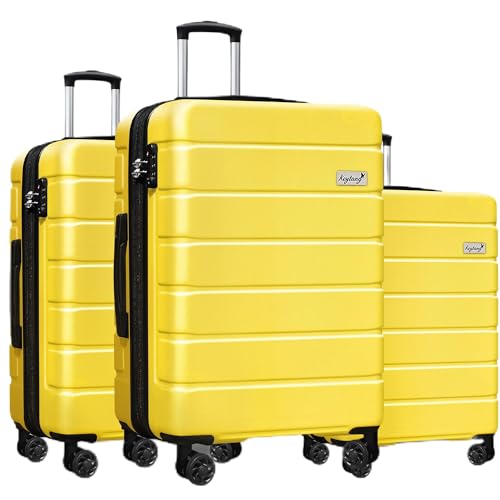Image of KEYTANG 3-Piece Hardshell Luggage Set(20 /24 /28), Lightweight Expandable Suitcase with TSA Lock and Double Spinner Wheels, 20% Expansion for Extra Packing, Carry-On and Checked Bags, Yellow
