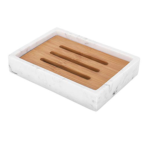 Portasapone Quadrato Trasparente 2 Pezzi, PP Con Strato Drenante, Per Bagno E Viaggi, Bianco E Blu