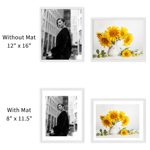 puthiac 12x16 White Oak Wood Picture Frame - Minimalist 12x16 Poster Frame, 12"x16" Picture Frame Wood, Natural Solid Wooden Picture Frames for Wall Art Photo and Prints (1 Pack, White)