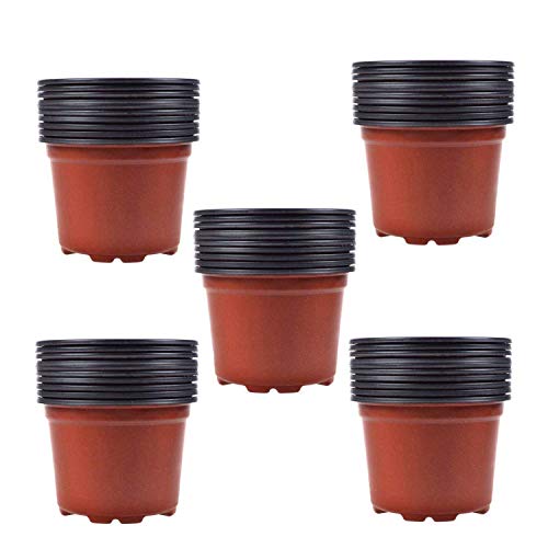 Coolrunner 3.5 Inch Plastic Flower Seedlings Nursery Pot/pots (100)
