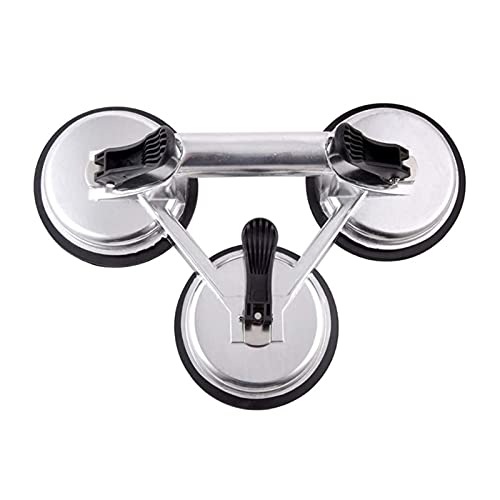 FHYTGBS Heavy Duty Triple Locking Suction Cup Pad- Glass Puller Fit for Tiles&Glass&Granite, Level Action Type Aluminum 3 Plates Hand Vacuum Lifter