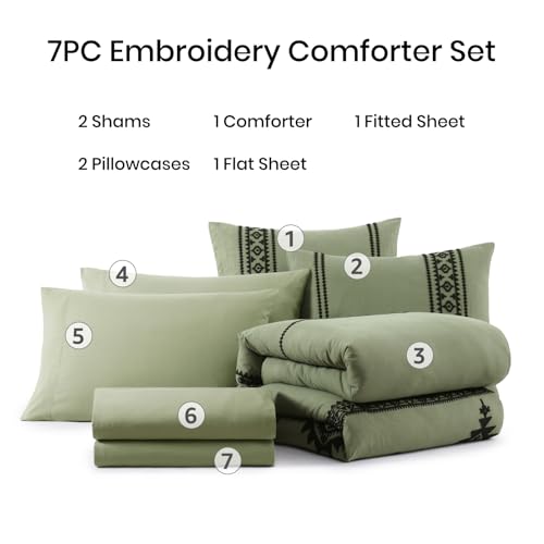 Image of MaiReve Embroidery Queen Size Comforter Set 7 Pieces Western Bed in a Bag