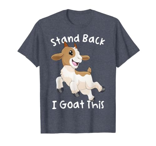 Stand Back I Goat This Funny Kawaii Jumping Goat Pun T-Shirt, Men, Heather Blue, Small