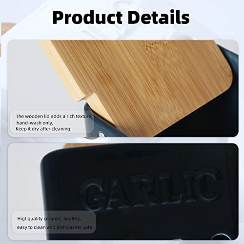 Ontube Ceramic Garlic Keeper With Lid (Navy) #TOP2