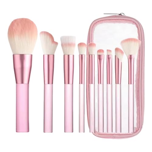 Makeup Brushes with Organizer Bag, 9 Pcs Synthetic Professional Flat Foundation Brush,Powder Contour Concealer Blending Eyeliner Eyeshadow Brushes,Birthday Gifts for Women