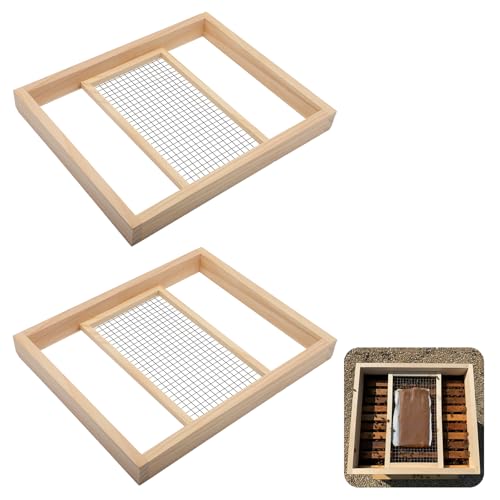 Cinnvoice 2 Pcs 10 Frame Beehive Candy Board Feeder Assembled Pollen Patty and Sugar Brick Internal Feeder Tray Bee Sugar Hive Top Board for Hive Cover Beekeeping Overwintering Supplies