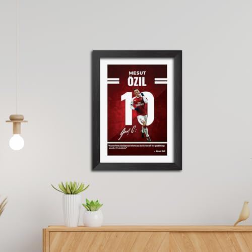 Image of TenorArts Mesut Ozil Quotes Poster Arsenal Laminated Photo Print Frame Painting with Matt Finish Black Texture (12 inches x 9inches)