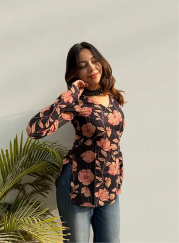Image of ANNI Designer Cotton Short Kurti for Women | Stylish Kurti | Short Kurti Top | Casual Kurta for Women | Comfortable Cotton Kurtis for Womens