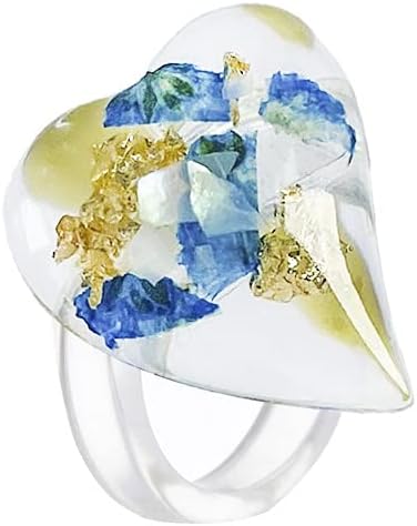 Chunky Acrylic Dried Flower Resin Rings Set Transparent Aesthetic Wide Thick Knuckle Stacking Ring for Women Colorful Beach Colorful Boho Jewelry - Image 8