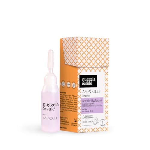 Nuggela & Sulé Ampolla Keratina-Hialurónico. Con Aceite de Ricino y Queratina Hidrolizada. Reparación Instantánea. Con Brillo-Efecto Flash. 1 x 10 ml