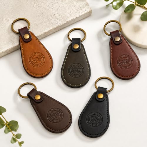 Image of Leather Strap Keychain, Embossed Logo Design, Durable Premium Key Ring for Bike Lovers & Gift Use