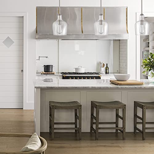 Jeenkae Modern Farmhouse Pendant Lighting For Kitchen Island Glass Pendant Light Brushed Nickel, 1-Light #TOP5