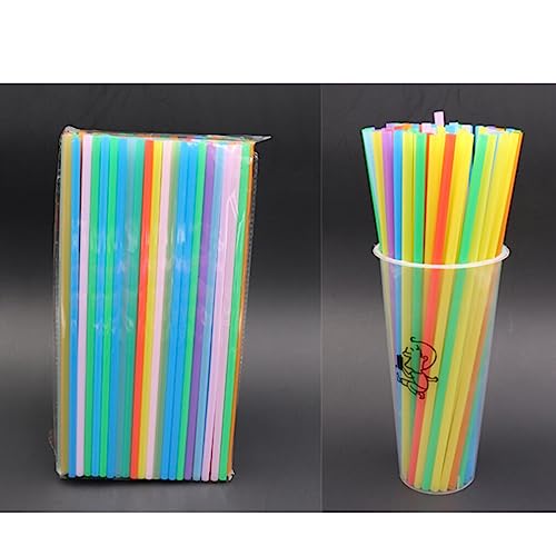 Image of Healeved 200 Pcs Extra Large Smoothie Straws Flat Mouth Drinking Straws Disposable for Parties Bbq Wedding Birthday