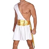 YiZYiF Men's One-Shoulder Harness Mr. Toga Party Costume Mankini Outfit Ancient Greek Lingerie Ancient Medium