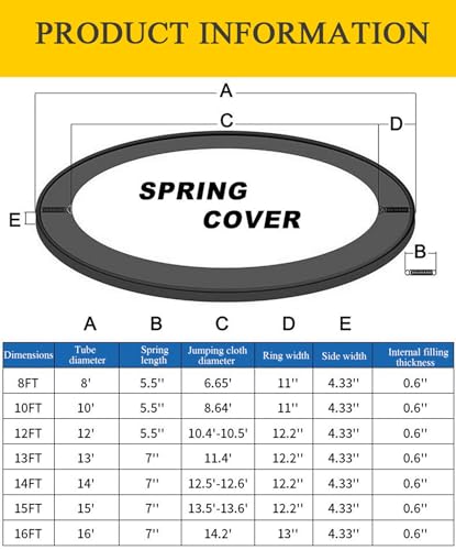 Coussin de trampoline ARIASS imperméable de 6 à 16 pieds
