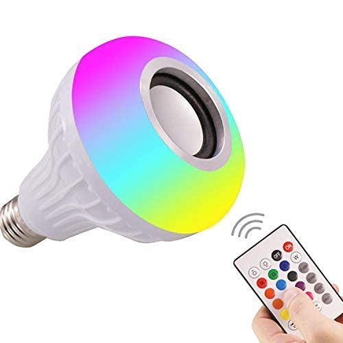 MS Electronics And Accessories LED Light Bulb, Smart 12W B22 LED Bluetooth 3.0 Speaker Music Bulb RGB Change with 24 Key R...
