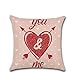 AmDxD Funda de cojín decorativa, 45 x 45 cm, 1 unidad, suave, cuadrada, funda de cojín decorativa con diseño de corazón You y Me, en lino, para sofá, dormitorio, oficina (estilo 3, rojo y rosa)