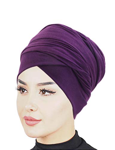 Head Wraps for Black Women like Long Tube,African Headwraps with Stretchy,Breathable Hair Scarf,Soft Tail Turban Jersey,Purple