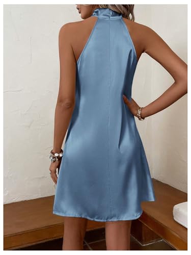 Image of Floerns Women's Pearl Beaded Halter Twist Sleeveless Tie Back Dress A Line Dress