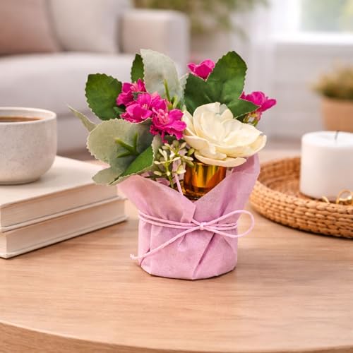 Image of French Vanilla Flower Diffuser with Artificial Flower Bouquet | Long Lasting Home Fragrance | Decorative Flowers for Living Room, Bedroom & Office | Premium Gift for Housewarming & Occasions