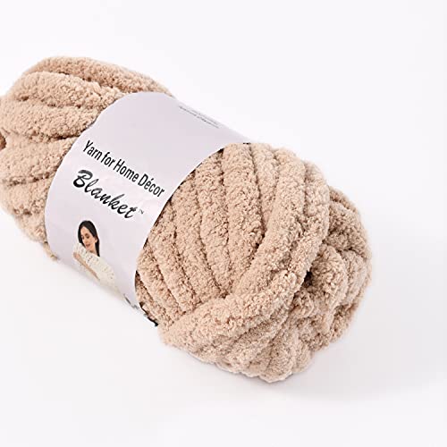 Chenille Yarn, Super Soft Chunky Knit Chenille Yarn,Diy Jumbo Giant For Knitted Blanket Cloth Hat Home Decor Khaki 0.55 Lbs #TOP24