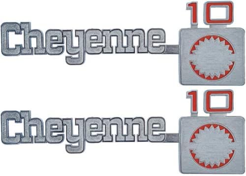 ORE OER Guardabarros delanteros Cheyenne Juego de emblemas de 10 pulgadas 1975-1980 Chevy Pickup Trucks, 349686-2