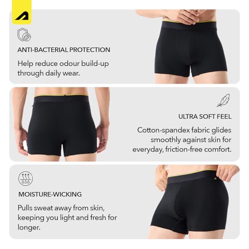 Image of Boldfit Trunk Underwear for Men, Cotton Stretch Innerwear, Ultra-Soft Lightweight Boxer Briefs, No-Ride-Up Fit, Open Fly, Moisture-Wicking, Anti-Bacterial, Plush No-Mark Waistband