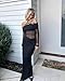 CHEZVOGUE Women's Off-Shoulder Maxi Dress Lightweight Sheer Mesh Y2K Bodycon Gown for Club Party Wedding Outfits Black