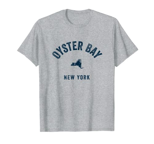 Oyster Bay New York NY Vintage 70s Diseño deportivo estampado azul marino Camiseta