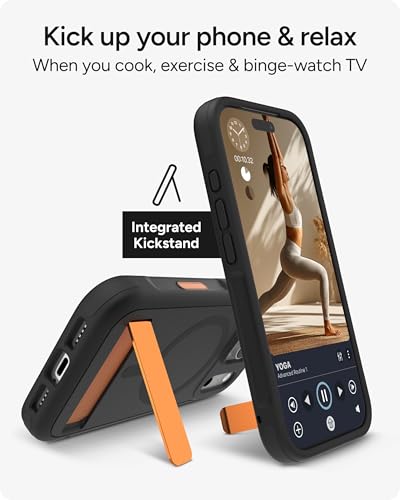 Image of ZAGG Sedona Snap Case with Kickstand for iPhone 17 Pro - Flood Black, Drop Protection (13ft /4m), Multi-Layer Protection, with Camera Button, MagSafe Phone Case with Impact-Absorbing Bumpers