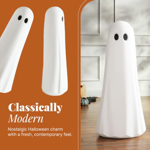 Step2 Boo Buddy Halloween Ghost Statue, White, 40 in, 2 Pack | 40 in Tall, UV and Weather-Resistant Resin, No Assembly Required, Optional Sand-Fillable Base - image 6