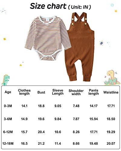 Yuemion Newborn Baby Boy Clothes,2Pcs Infant Boy Romper Bodysuit Spring/Summer Stripe Outfits +Bib Overall Pants(3-6 Month) #TOP5