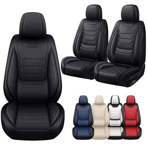 Image of Car Seat Covers Fit for Chevrolet Tahoe 1995-2025, Leather Automotive Seat Covers for Trucks, Heavy-Duty Wear Resistant Seat Protectors, Easy to Install, 2 Seats, Black
