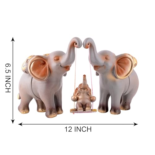 Image of zart Decorative Elephant Family Showpiece Home & Office Decor(Grey)
