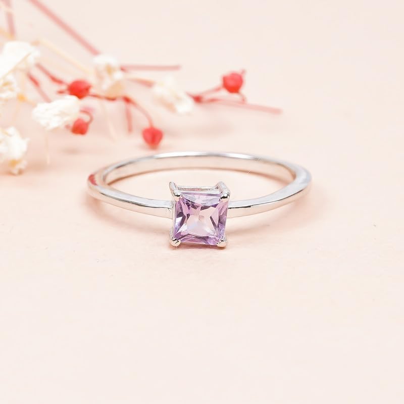 Bague améthyste rose argent anti stress avec pierre naturelle de guérison - 2