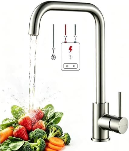 Niederdruck Armatur Küche, 360 ° Drehbare Wasserhahn Küche | Spültischarmatur für Boiler, Untertischgeräte Leicht zu zerlegen und zu waschen,Edelstahl Mischbatterie mit 3 Anschlüss