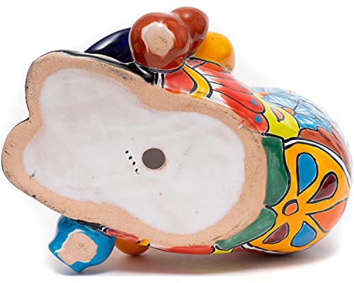Enchanted Talavera Mexican Pottery Siesta Flower Pot Hand Painted Ceramic Plant Pot Planter Indoor Outdoor Porch Flower Vase Garden Statue Sculpture Outdoor Decor Animal Butterfly Frog #TOP7