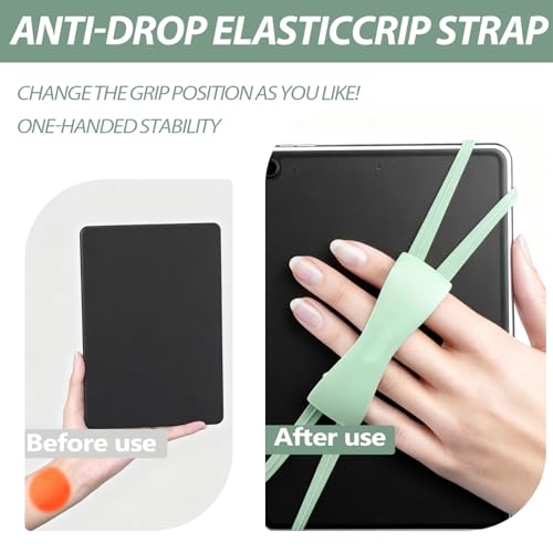 Handschlaufe für 4.7-8“ eReaders Tablet, 1 Pcs Handschlaufenhalter Grün, Sicheres Leichtes Griffzubehör zum Lesen im Bett, Elastisches Halteband Leicht Tragbar Tablet Fingerhalterung Griff Halter