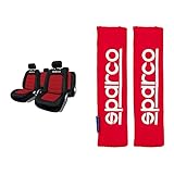 producto 2: 2 unidades. Sparco Spc1019Rs S-Line Fundas, Rojo + Spc1204Rd Seat Belt Padding Protector Car Travel, 2 Units, Rosso