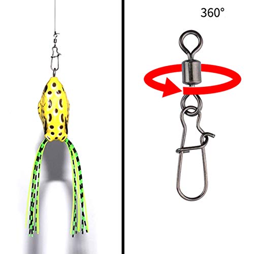 LAIBOREC Fishing Rolling Barrel Swivel Snap, 3 Way Ball Bearing Swivels T-Turn Cross-line Connector, 200PCS Stainless Steel Fishing Tackle Accessories Kit for Lure Rigs Saltwater Freshwater Drifting - Thumbnail 2
