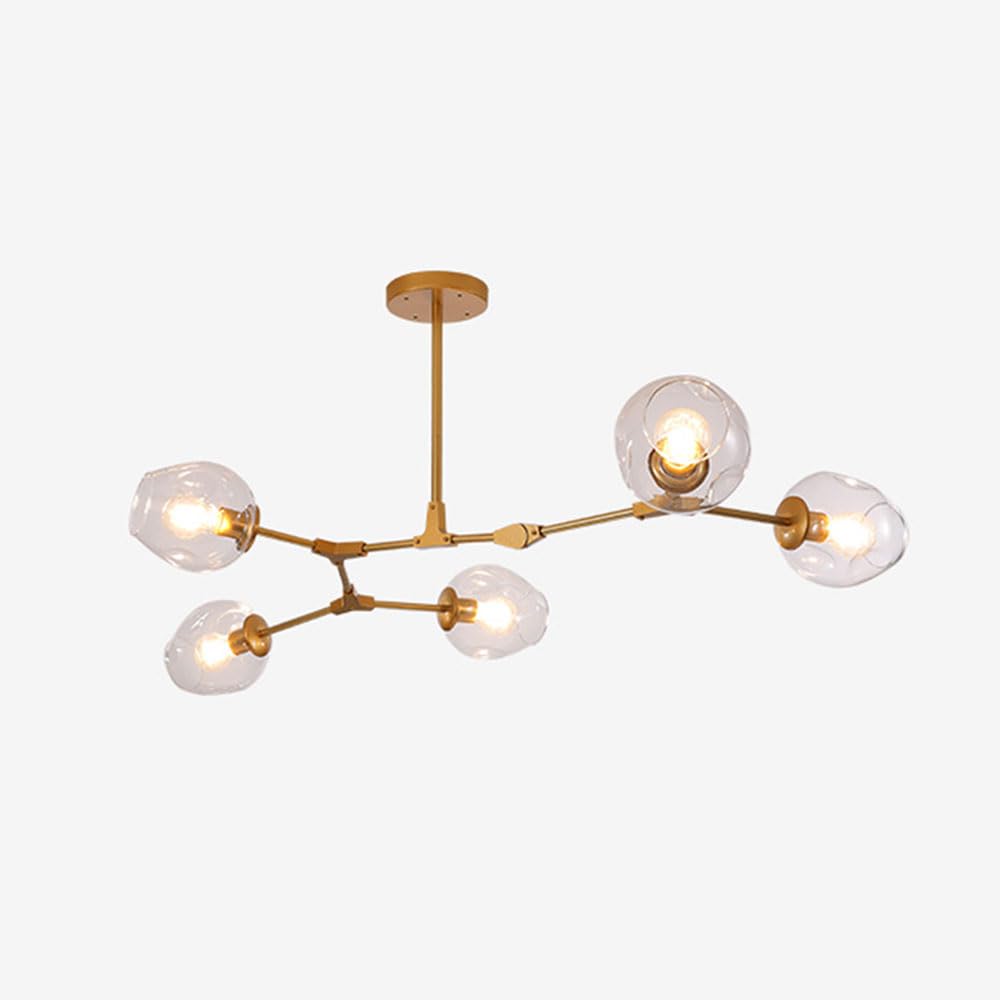 FZQSXAZU Ceiling Pendant Light Fixture Nordic Glass Chandelier Gold Modern Adjustable Lamp Arm Hanging E27 Industrial for Living Room Bedroom Kitchen