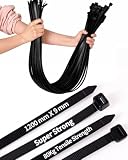 30 fascette stringicavo lunghe e resistenti, colore nero, 1200 mm x 9 mm, con 80 kg di resistenza alla trazione, grandi e resistenti ai raggi UV, extra lunghe, fascette per cavi per HVAC edilizia