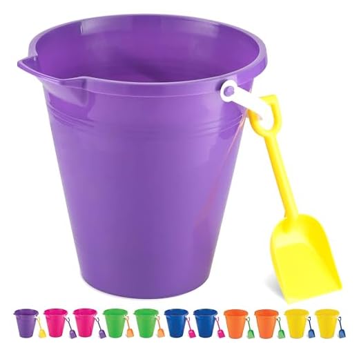 Beach Toys Sand Bucket [12 Pack] Large 9" Pail with Shovel for Kids - Sand Castle Toys for Beach - Summer Beach Party Favors, Mermaid Party Favors