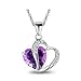 1Pc Sky Blue- Stylish Artificial Gem Love Heart Shape Pendant Chain Necklace Valentines Gift