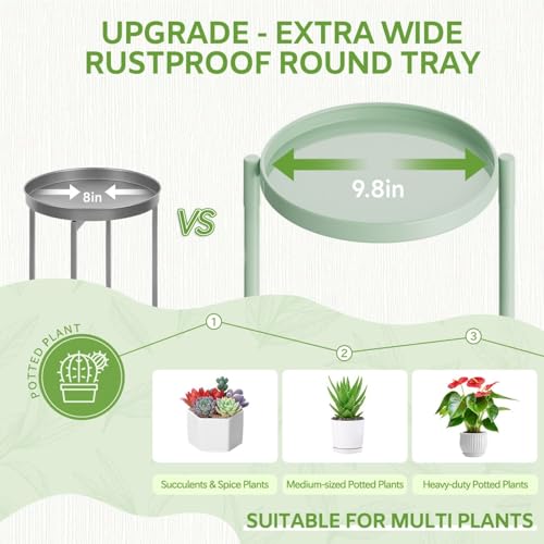 Image of iDavosic.ly 7 Tier Large Plant Stand Indoor, 10 Inch Wide Tall Corner Metal Plant Stands Outdoor for Multiple Plants, Folding Tiered Flower Display Holder Rack Shelf, Light Green