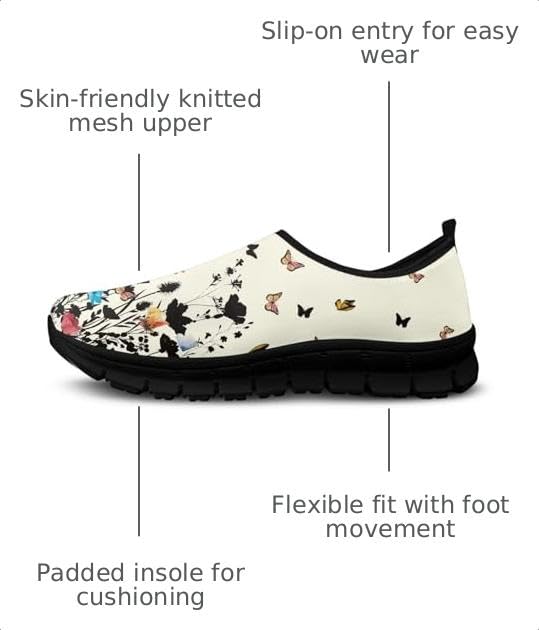 Image of Womens Slip On Walking Shoes Non Slip Loafer Breathable Holiday Travel Shoe Lightweight Casual Low Top Sneakers SizeUS 5.5-11.5
