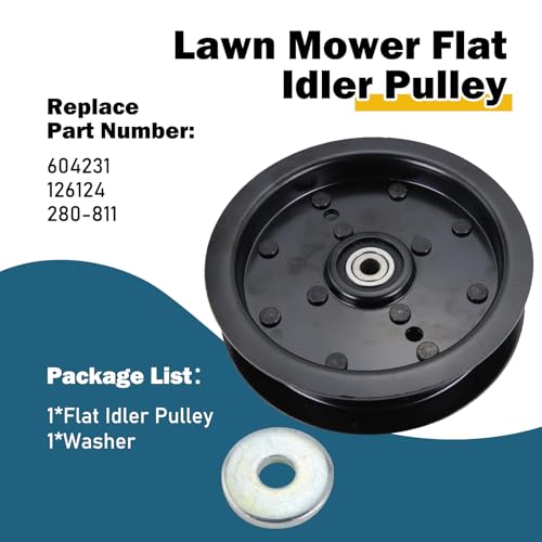 Lawn Mower Flat Idler Pulley Compatible with Hustler Raptor 52\", Raptor Flip-Up, Raptor SD 48\" 54\" 60\" Replaces 604231 126124 280-811