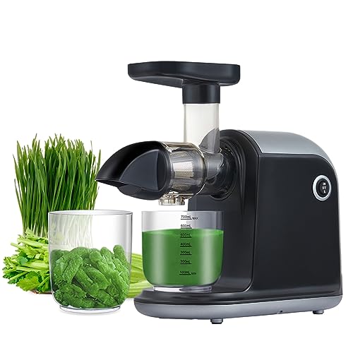 Exprimidor de masticación lenta, exprimidor de prensado en frío de 150 W para frutas y verduras, rendimiento de jugo del 90 %, motor silencioso fácil de limpiar y función inversa con cepillo, para fru