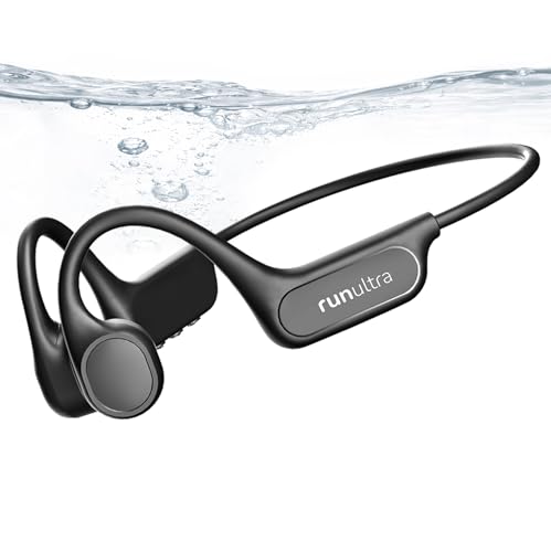 Nanajorwa Bone Conduction Headphones IPX8 Waterproof Swimming Headphones with 32GB MP3 Player Bluetooth 6.0 Open-Ear Sports Headphones 26g Lightweight for Running Cycling Gym 10H Playtime