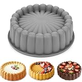 YXHZVON Moule à Gâteau, Lot de 10 Pouces Moules en Forme de Fleurs en Silicone, Antiadhésif Moule Patisserie pour Cheesecake Brownie Tartes Flan, Gris